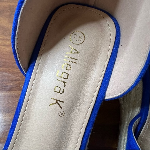 NWOT Allegra K Blue Espadrille Platform Ankle Strap Wedge Heel Sandals size 7.5 - Picture 6 of 11